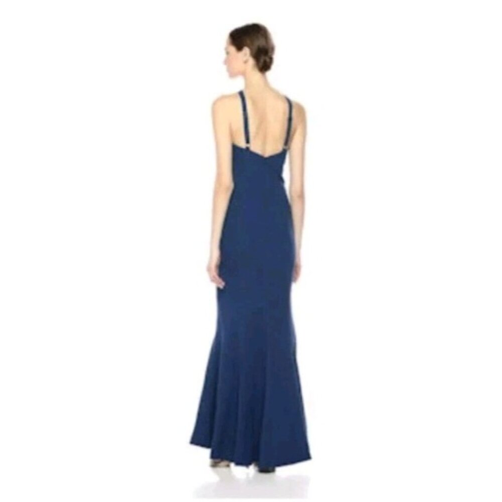 Dress the Population Brianna Women S Halter Mermaid Dress Blue Formal Prom NWOT - Picture 3 of 7